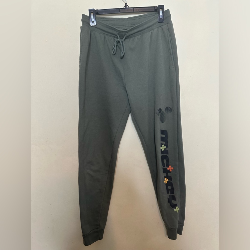 Disney Mickey Sweatpants Lounge Jogger Pants w/Pockets Green Men S (34-36)